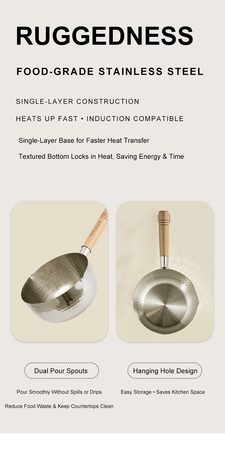 VELOSAN 18 cm Stainless-Steel Saucepan
