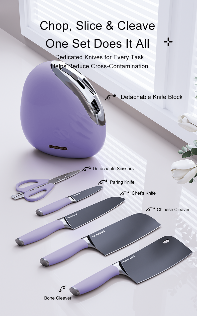 VELOSAN Pebble Series Knife Set, Purple