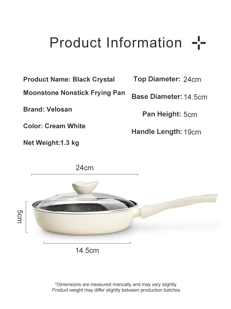 VELOSAN 24 cm Aluminum Frying Pan with Glass Lid